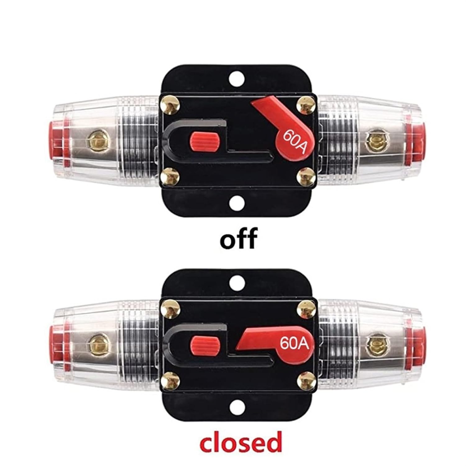 10PCS 12V 24V DC Car Truck Audio Stereo Amplifier Circuit Breaker Automatic Reset Fuse Holder Switch 20A~150A (Size : 60A)