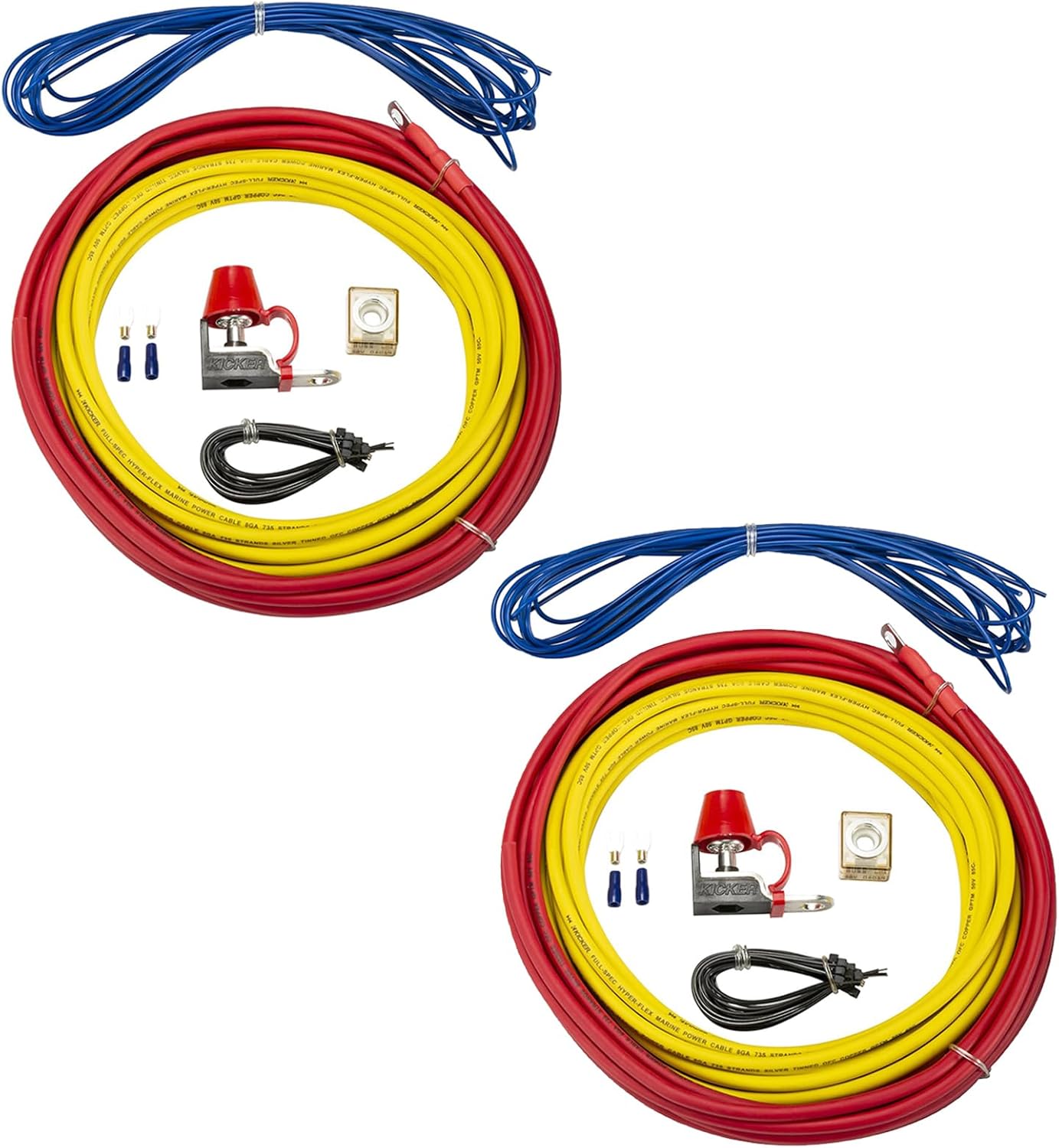 Pair (Qty 2) of Kicker KMPK8 Marine 8 Gauge Amplifier Installation Power Wiring Kit