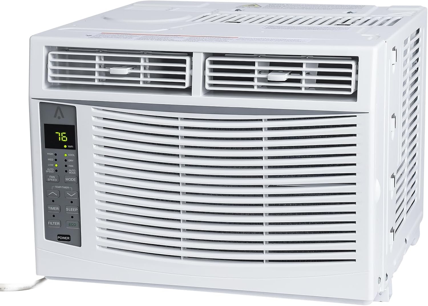 6000 BTU Window-Mounted Air Conditioner, AC Unit Cools Up to 300 Sq. Ft., Quiet Operation, Effortless Temperature Control, 3 Fan Speeds, Auto Restart, White