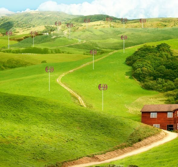 1500W Wind Turbine Generator Kit, 12V 24V 48V 5 Blade Garden Wind Turbines Motor with Controller Suitable for Outdoor Lighting in Courtyards (Red)