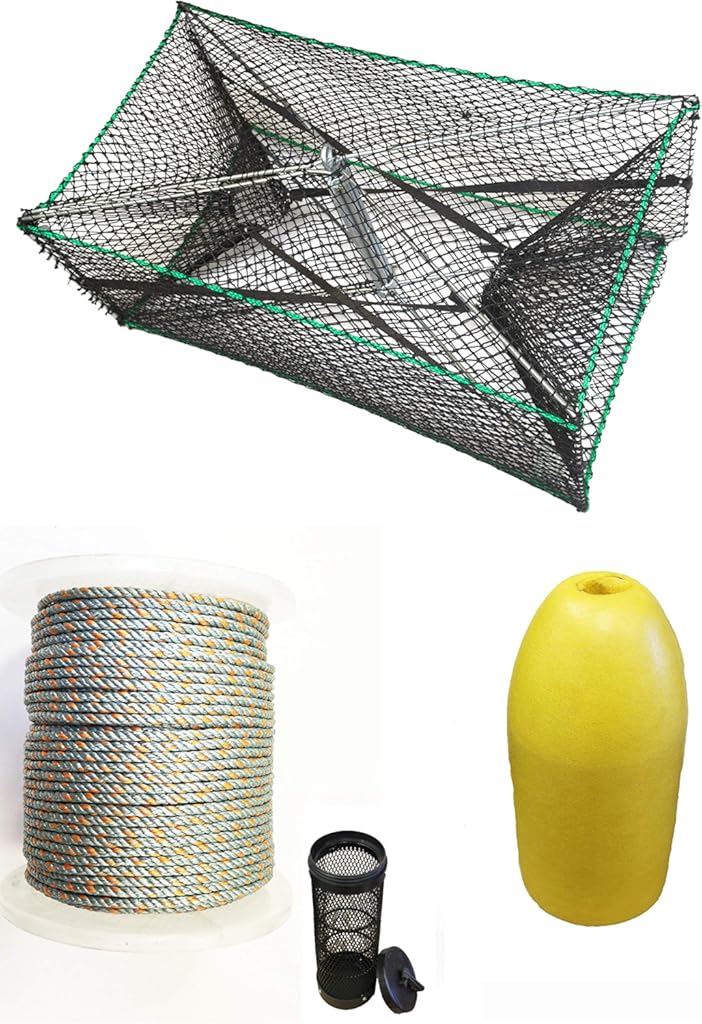 KUFA Sports Galvanized Steel Foldable Prawn Trap with Prawn Trap Accessory Combo (S32+PHM3)