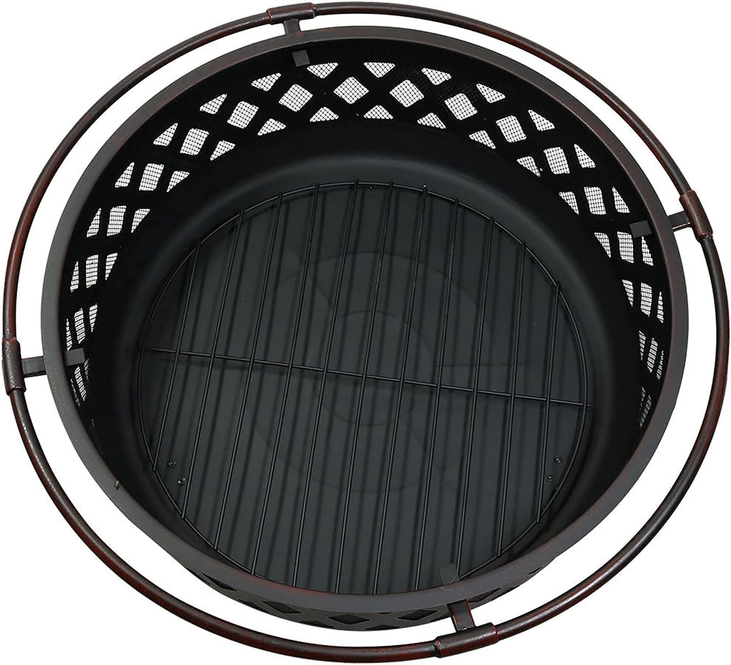 Outdoor Fire Pit Garden Fire Pit, Large Bonfire Wood Burning Patio & Backyard Round Firepit for Outside with Spark Screen and Poker, Great for Outdoor and Patio Grill Barbecue Rack