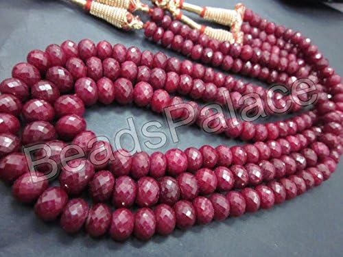 Ruby faceted rondelle gemstone beads 5-9 mm, 16inch AAA quality 1 strand