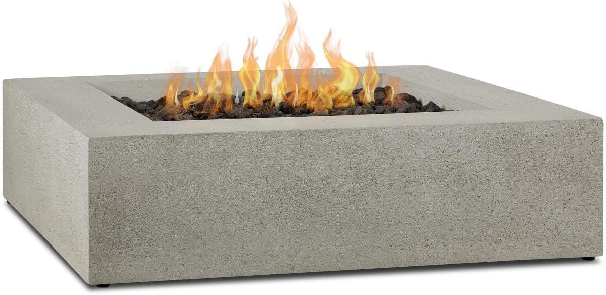 BBQGuys Signature La Valle 42-Inch Square Propane Fire Table - Flint - 1592LP-FLNT