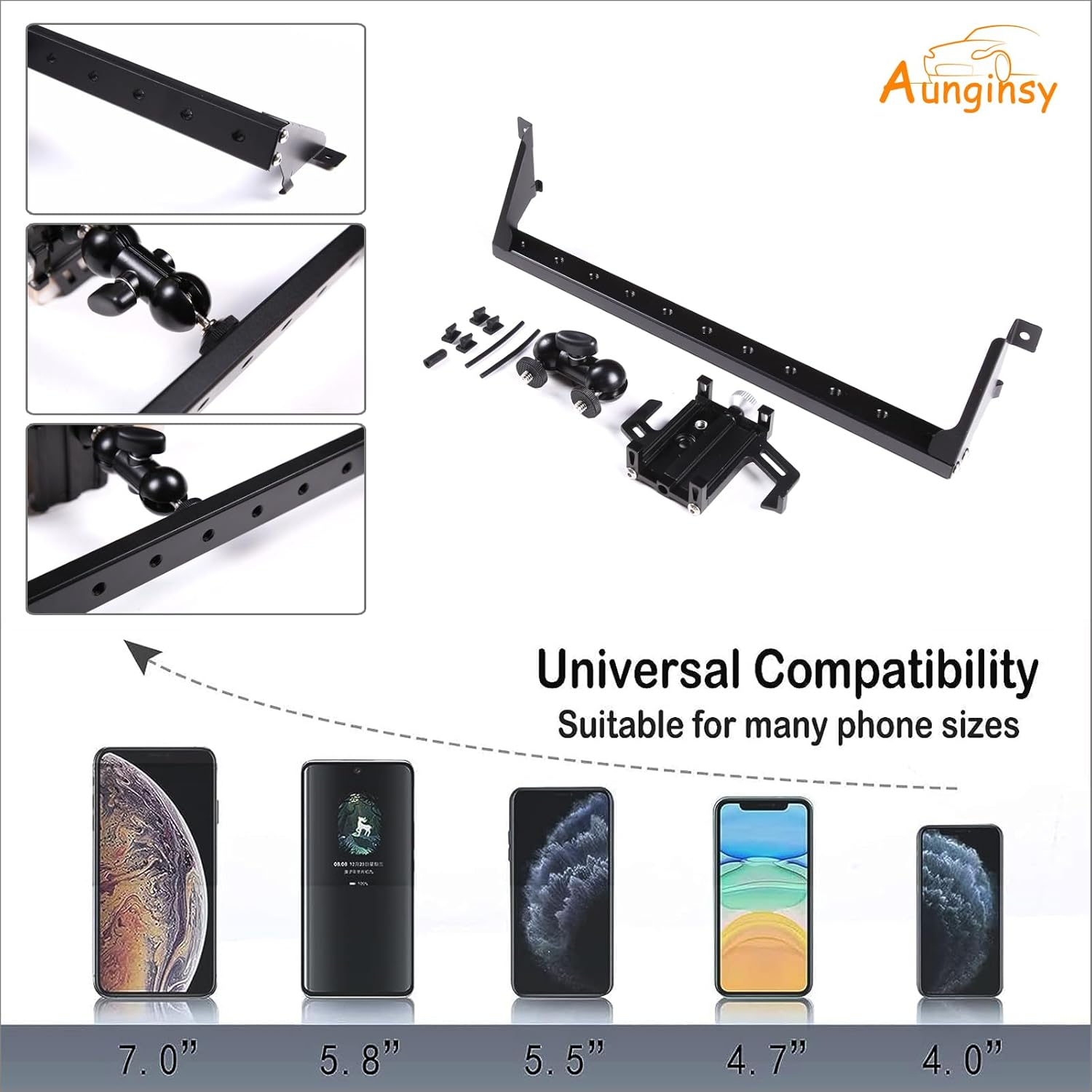 Car Instrument Panel Track Mobile Phone Holder Fit for Toyot@a FJ Cruiser 2007-2021 Car Phone Holder Mount Dash Panel Track Cell Phone Holder Central Air Vent Multifunctional Phone Holder Accessories