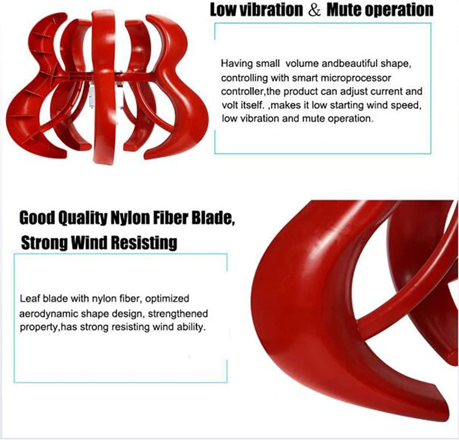 6000W Wind Turbine Generator, 5 Blades Vertical Axis Wind Turbines Generator Kit for Home Hybrids Streetlight Use 3 Phase AC Output