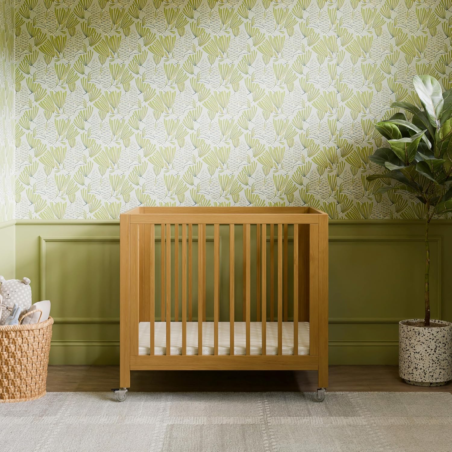 Babyletto Rolli All-Stages® Midi Crib Conversion Kit in Honey, Greenguard Gold Certified, FSC Certified, Portable & Adjustable with Pad Included