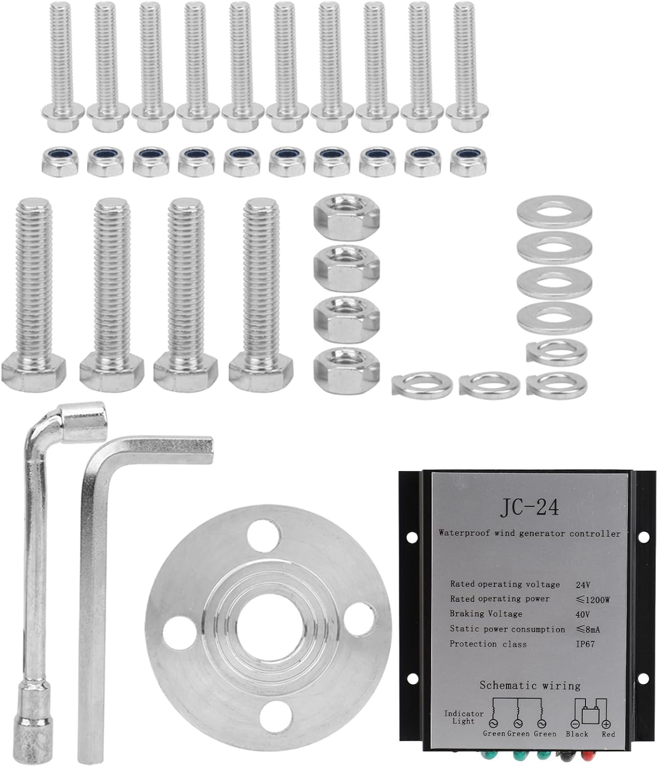 1200W Small Wind Generator Kit 5 Blade Windmill Generator Wind Power Generator with Controller for Marine Home (24V)