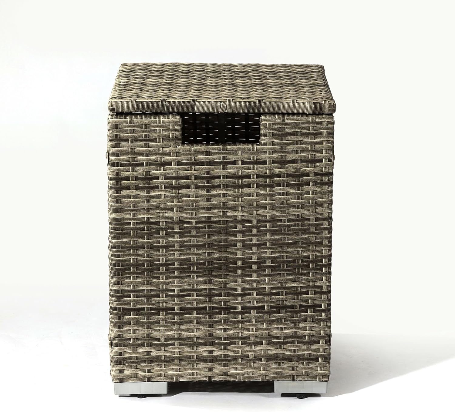 ESPIDOO 32 Inch Propane Fire Pit Table: Modern Wicker Design with 50000 BTU Heating & Storage Stool - Outdoor Gas Fire Table for Vacation Rental Gardens & Patio Decor