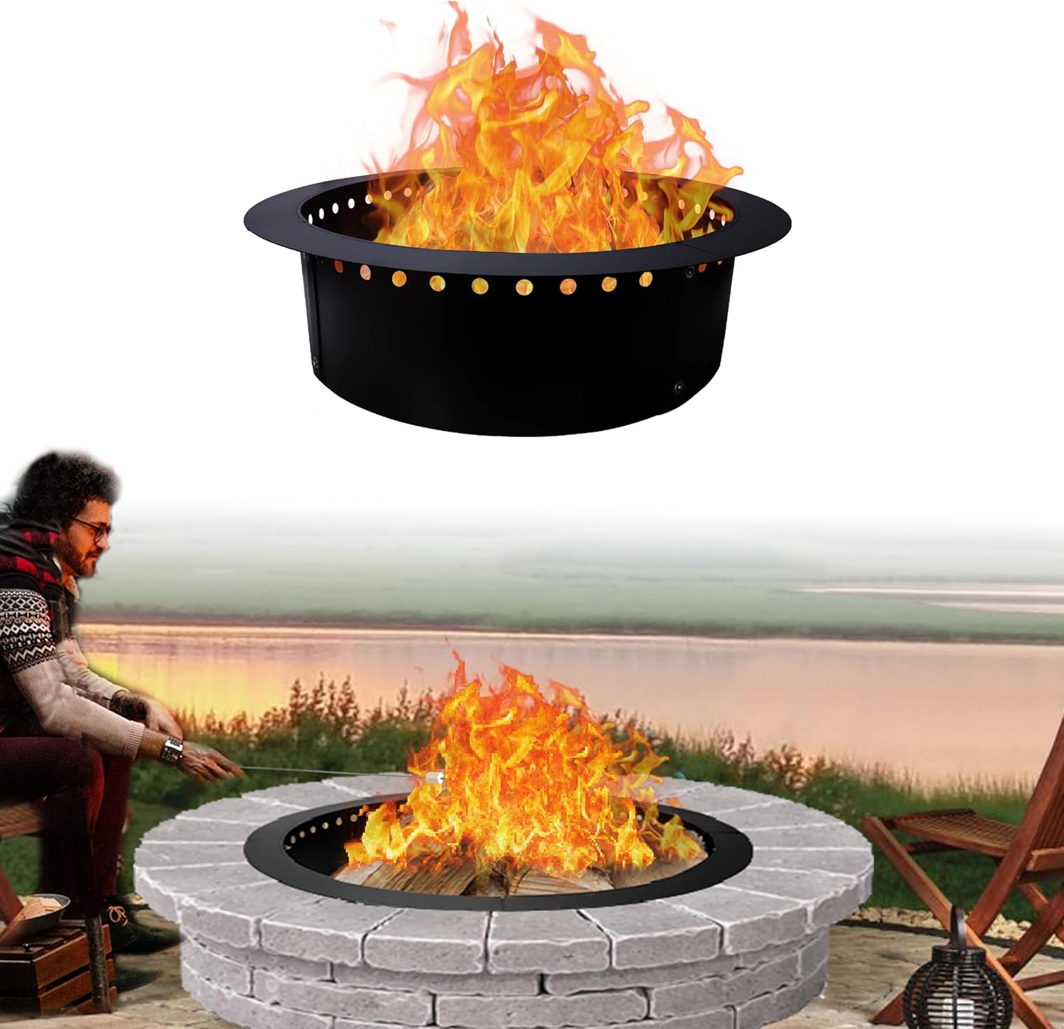 FEBTECH Smokeless Fire Pit Insert - Steel 36