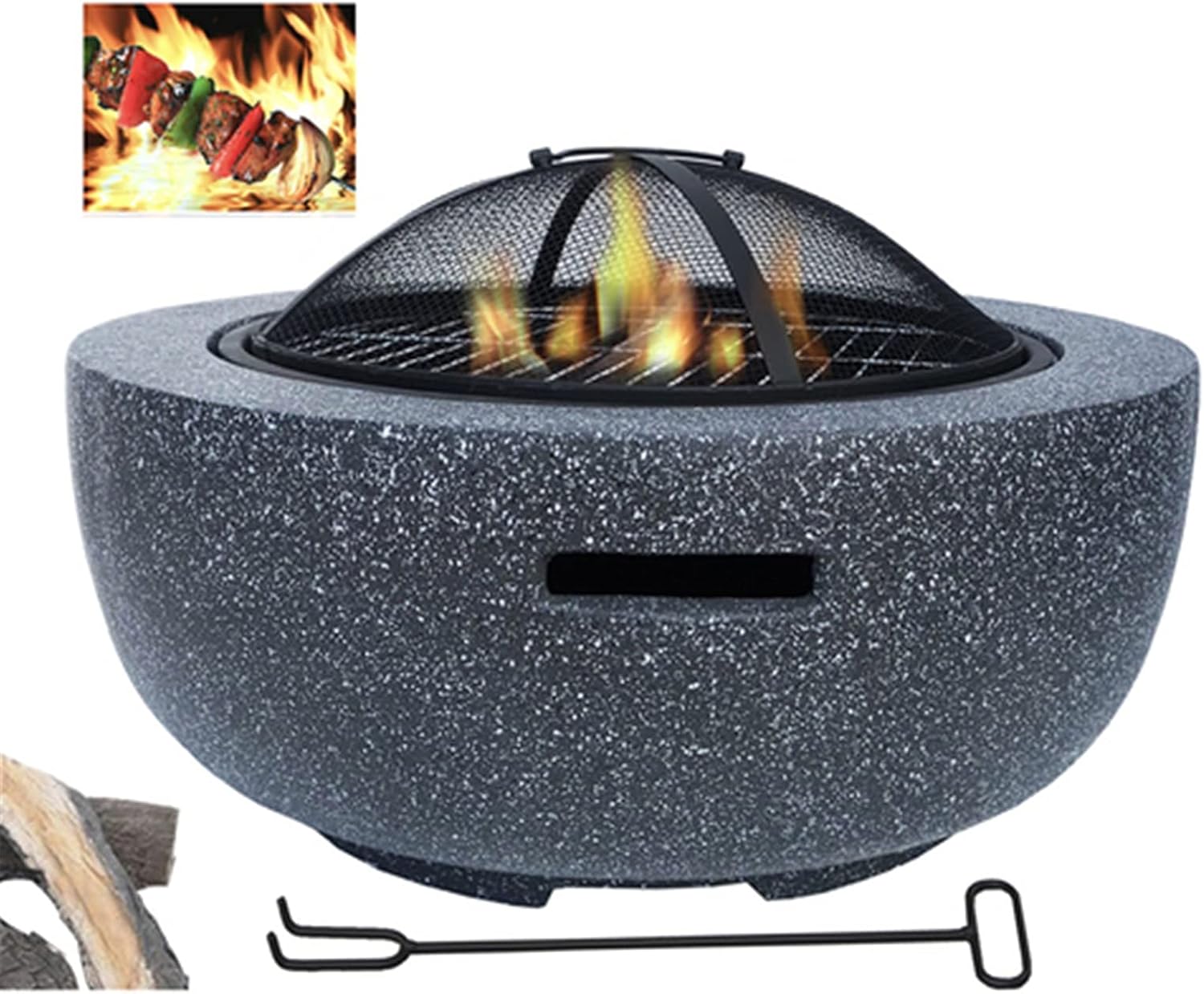 Outdoor Brazier Outdoor Party Stove Firewood Basin Villa Grill Courtyard Fireplace Multi-Function Barbecue Grill BBQ Fire Pit (Color : Iron Size : 60x34cm) (Iron 60x34cm)