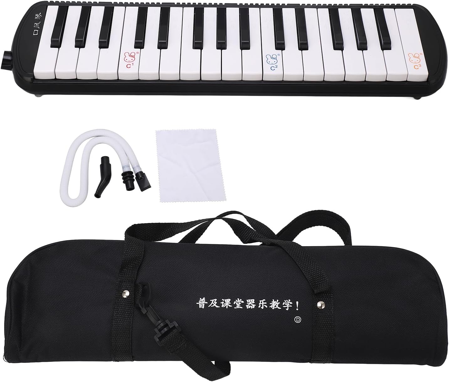 32 Keys Melodica Instrument, Mouthpiece Melodica Air Piano Keyboard Musical Instrument with Carrying Bag (Black)