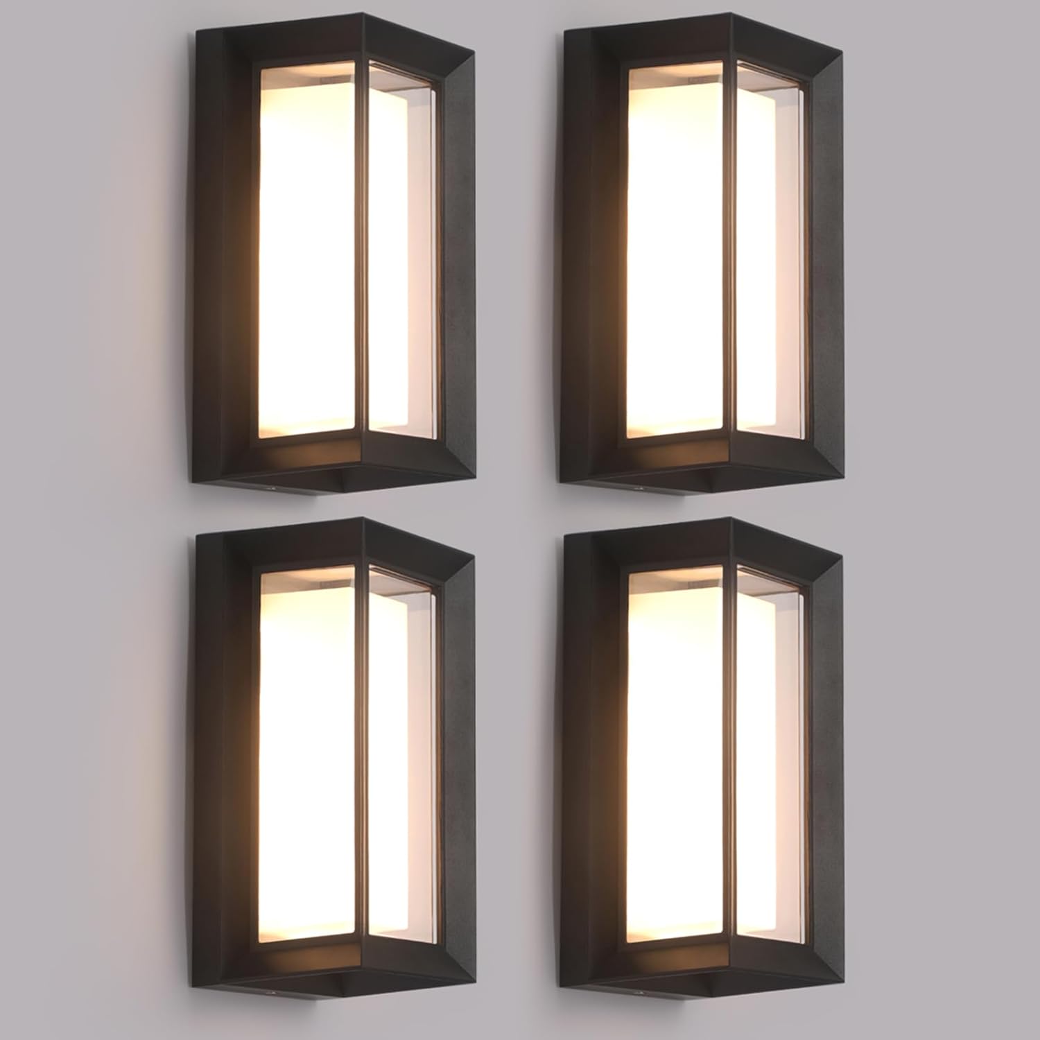 4 Pack Outdoor Wall Lights Exterior/Interior LED 24W Adjustable 3-Color 2100LM IP65 Sconces Lights Waterproof Modern Outdoor Porch Lighting Fixtures Aluminum Wall Lights Compatible with Dimmers