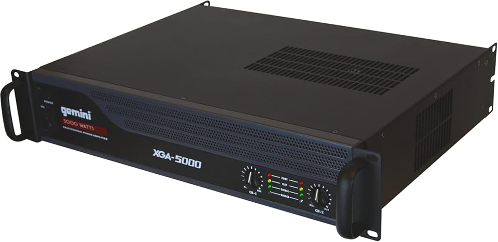 Gemini Professional 5000W 2-Channel Power Amplifier – High-Powered DJ & PA Audio Amp with XLR/RCA Inputs, Bridge Mode, Built-in Protection & Cooling for Live Sound & Installations (XGA-5000)