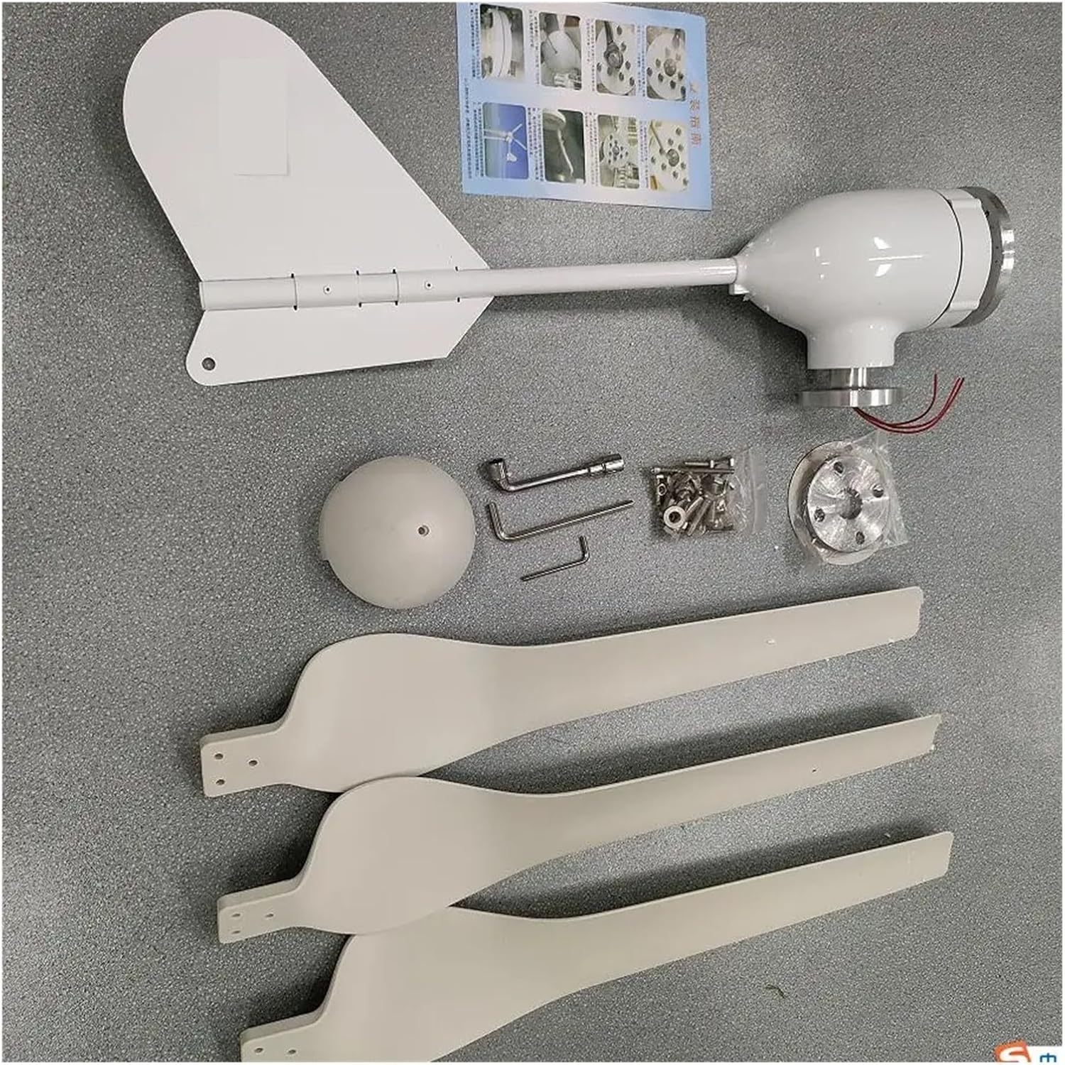 Wind Turbine Generator Kit, 1500W 12V 24V 48V 3 Blades Horizontal Wind Turbine nerator Windmill High Efficiency for Hybrid Solar Wind System(12V)