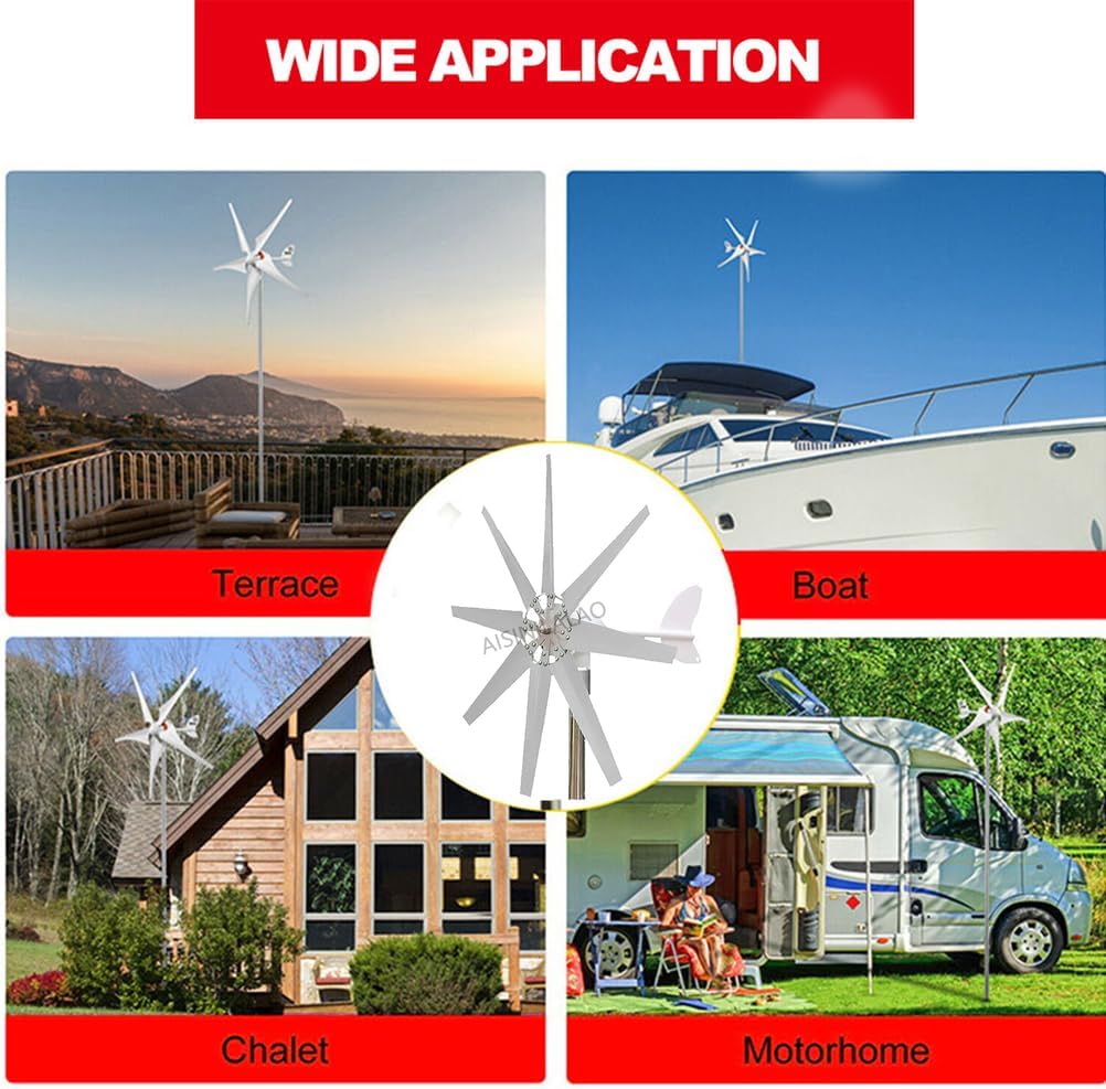 24v,Low Noise 15000W Portable Vertical Wind Power Turbine Generator Kit, Wind Energy Turbine Generator for Boats, Gazebos, Cabins Or Mobile(with Controller)