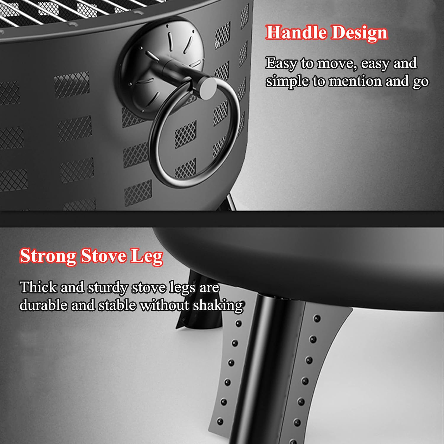 2 in 1 Outdoor Fire Pit w/Cooking Grate & Spark Screen Cover & Fire Poker, Heavy Duty Brazier Wood Burning BBQ Grill Firepit Bowl for Backyard Bonfire Patio