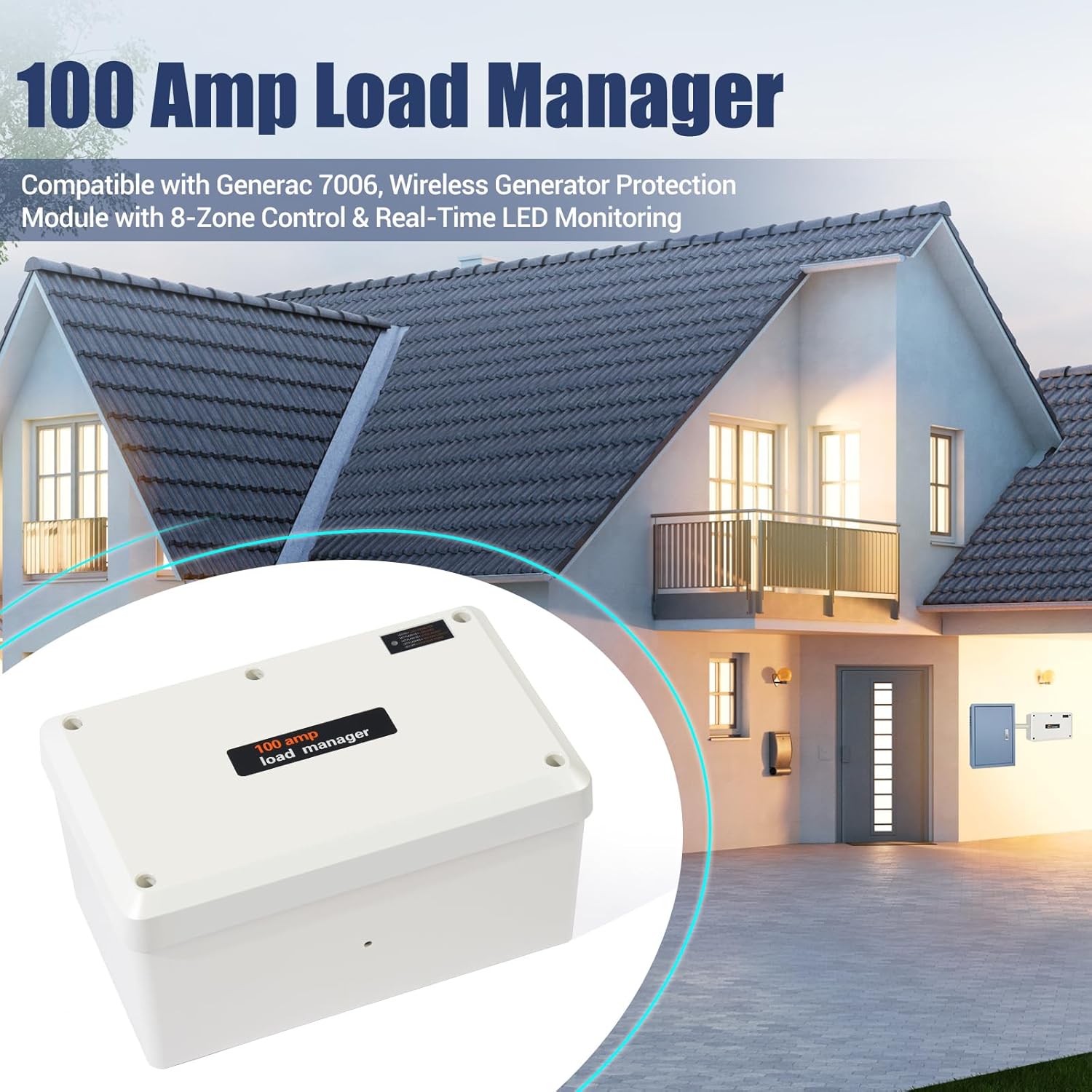100 Amp Load Manager Smart Management Module compatible with Generac 7006, Wireless Generator Protection Module with 8-Zone Control & Real-Time LED Monitoring