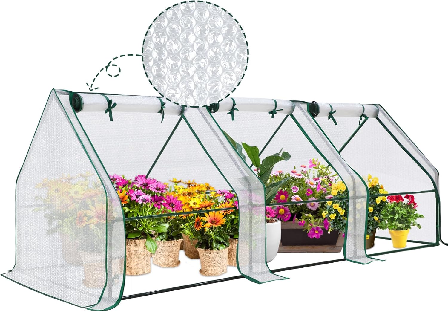 EAGLE PEAK Tunnel Greenhouse Garden Green House with Roll-Up Zipper Doors, Portable 96