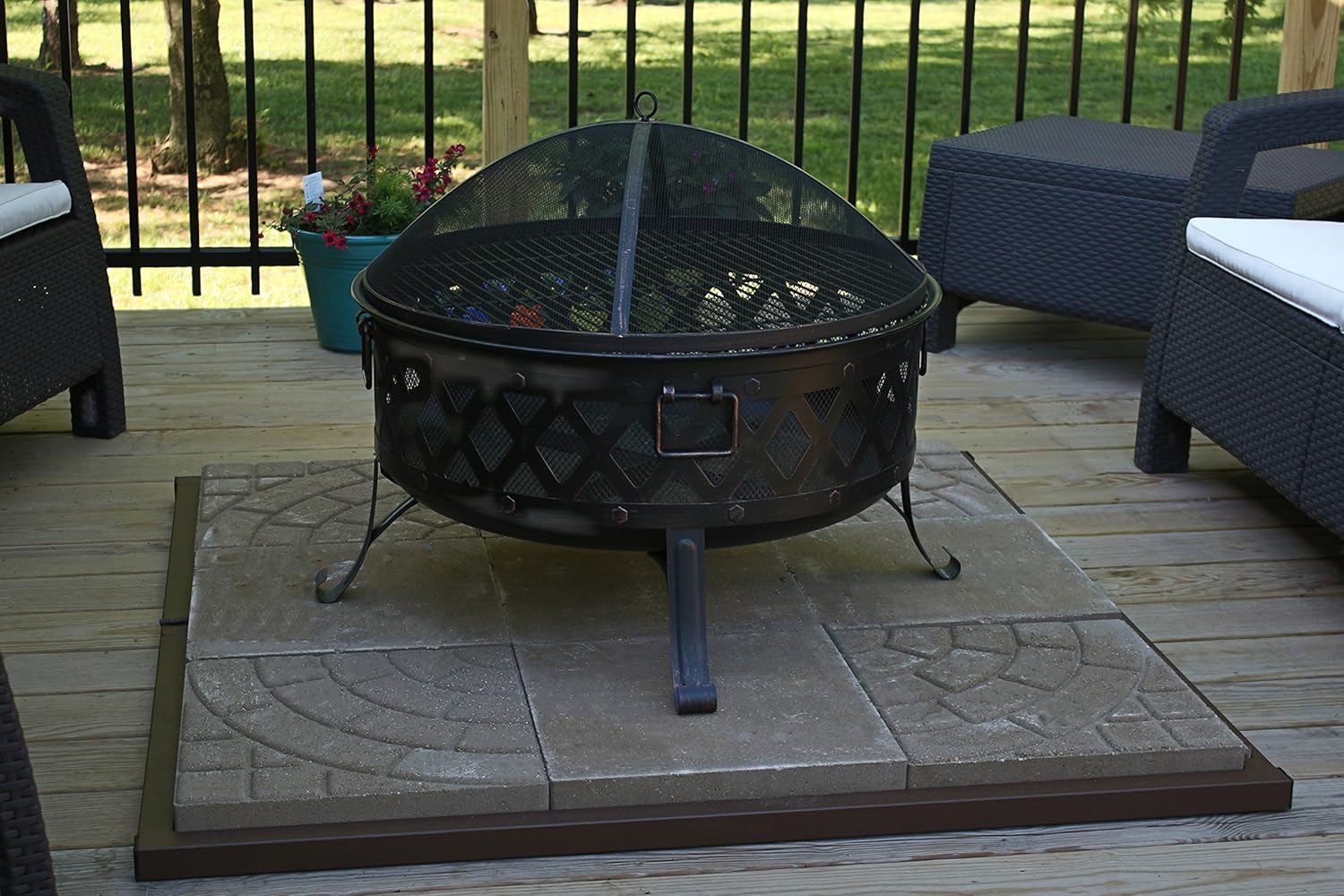 Fire Pit Base, Safety, Black, Iron, Square, 50