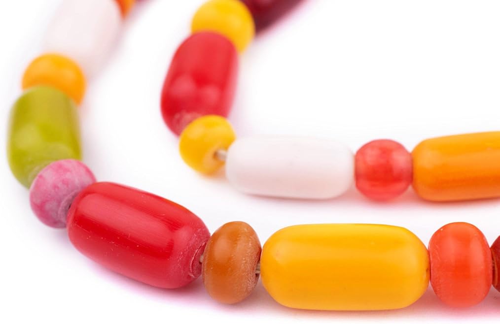 The Bead Chest Multicolor Kenya Resin Beads Long Strand 24mm African Mixed Large Hole 45-50 Inch Strand Handmade