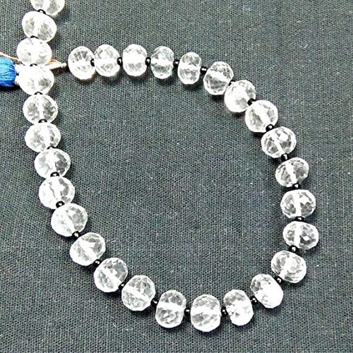13 inch natural beads strand of 7-8mm faceted rondelle crystal quartz gemstone beads for DIY jewelry - necklace, bracelet, earring, ring.
