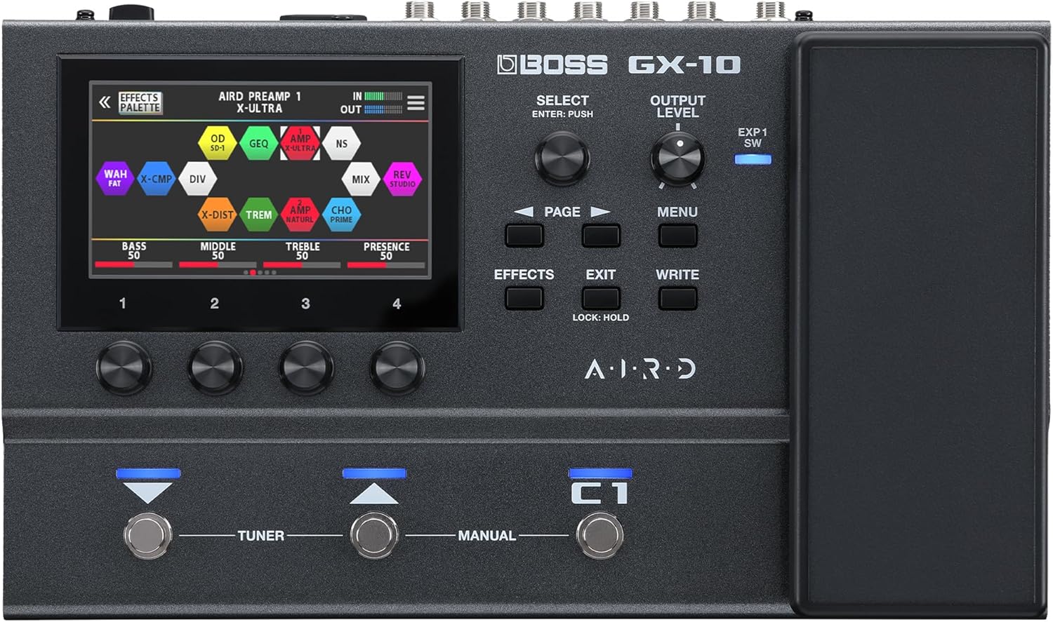 BOSS GX-10 | Compact Guitar & Bass Effects Processor | GX-100 Sound Engine | Colour Touch Display | 32 Amp Types & 170 BOSS Effects | Multi-mode Footswitches & Expression Pedal | AIRD Technology