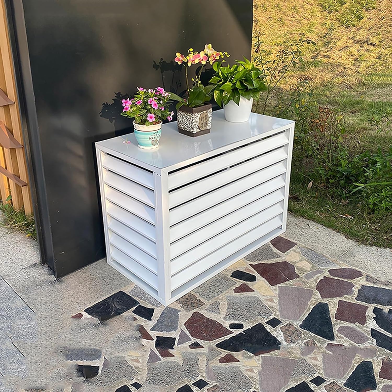 Outdoor Air Conditioning Cover, Aluminum Condenser Protective Cover, Grilles for AC and Heat Pumps, Mini Split Air Conditioner Cover for Outside Units, Freestanding Louvered Space Divider (