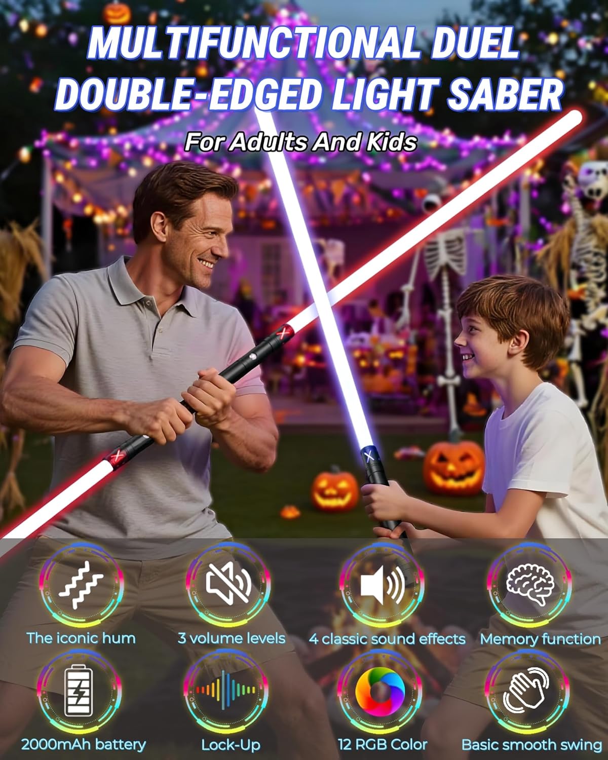 Lorsaberus Light Saber for Adult 2 in 1 Dueling Light Sabers for Kids 41 inch Metal Light Saber with 12 RGB Colors Real Light Sabers Toys for Christmas Halloween Cosplay Birthday Gift 2 Packs