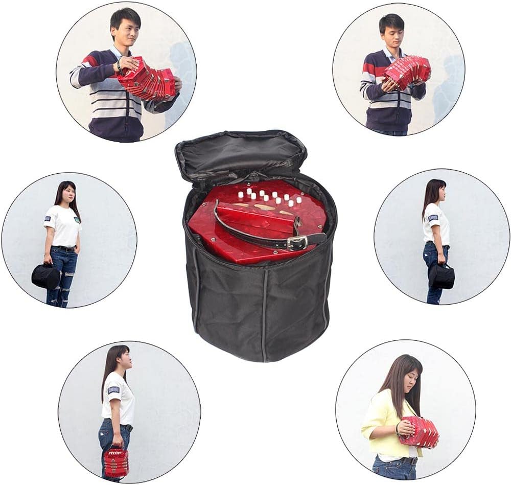 Accordion Acordeon Concertina Acordion Accordion Instrument Anglo-style concertina accordion 20-Button 40-Reed Anglo Style with Carrying Bag Leather Hand Strap Red Pine Red
