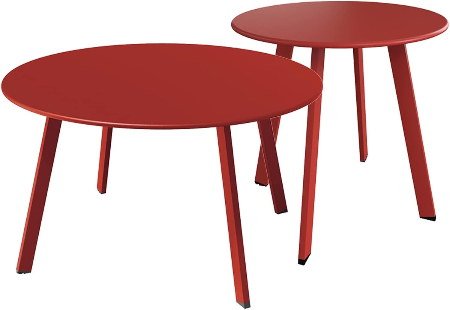 Grand patio Round Steel Patio Coffee Table Weather Resistant Nesting Tables Including One Large Side Table and One Small End Table, (Red, 2PC)