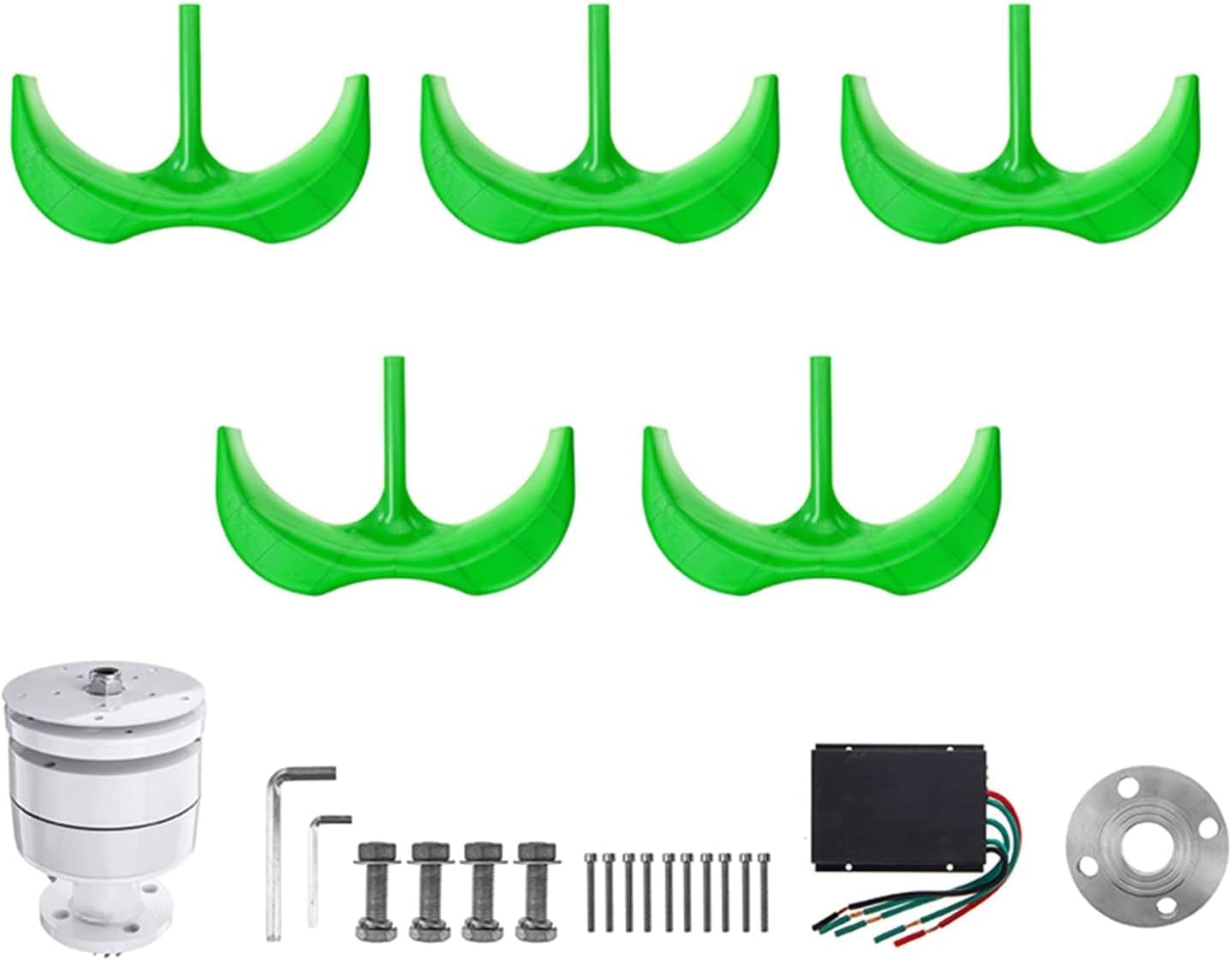 Vertical Wind Generator Controller 8000W 12V -220V 5 Blade Wind Turbine Generator AC Permanent Magnet Wind Turbine for Home Camping (Green)