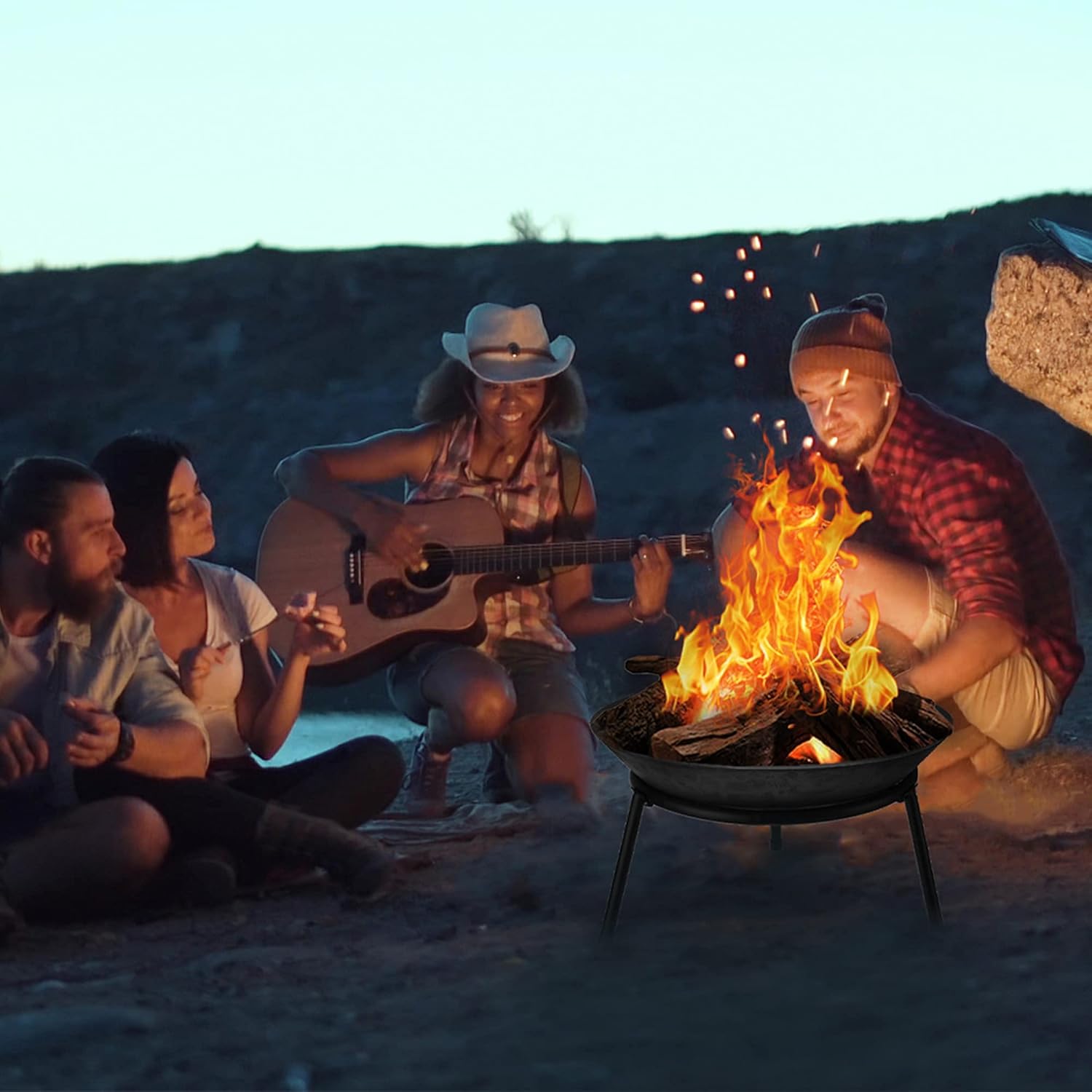 DIY Fire Pits & Bowls, Heavy Duty Metal Steel Firepit Bowl, Wood Burning Firepit Bowl, BBQ Grill Stove, for Camping, Backyard, Patio, Bonfire