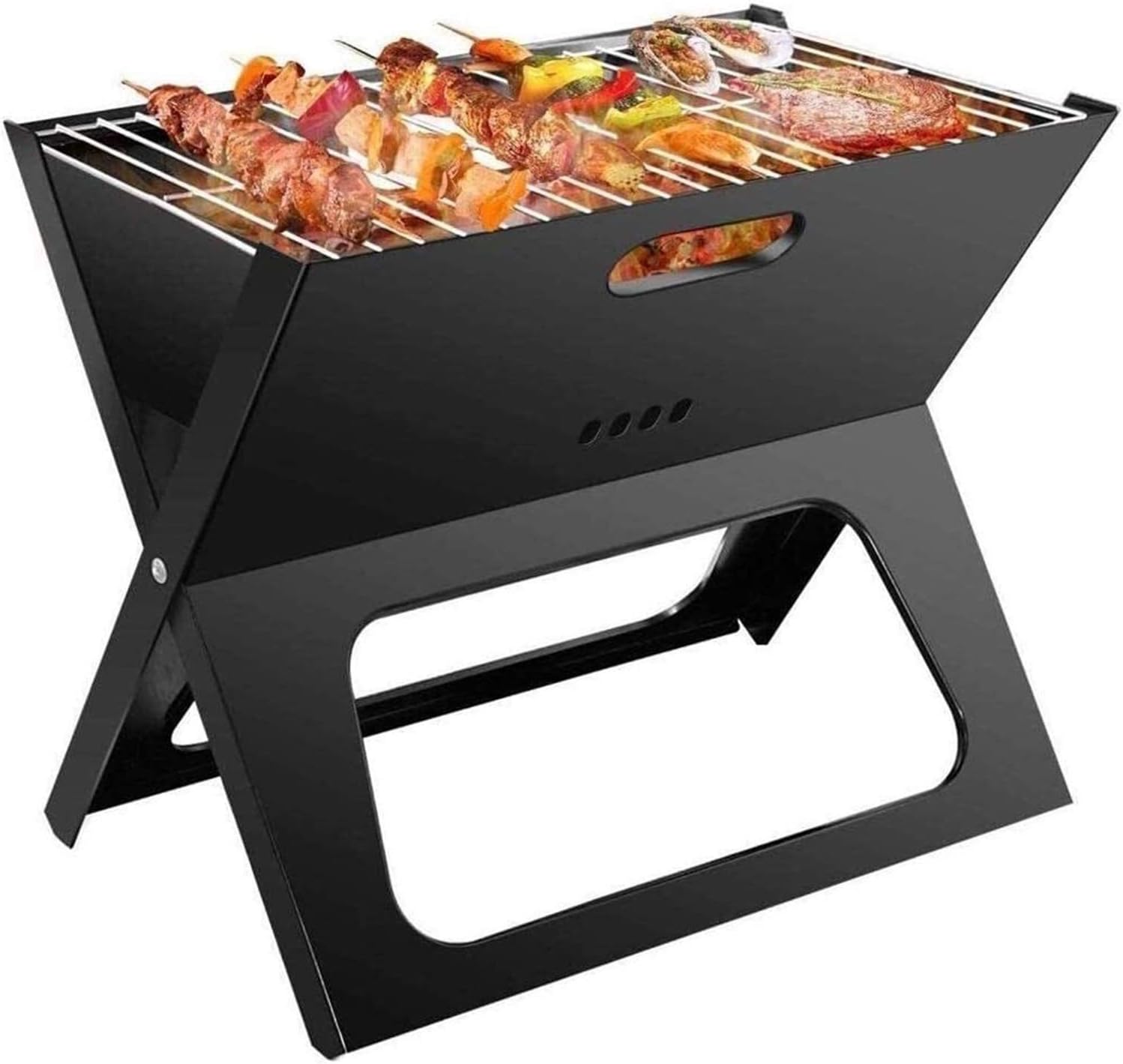 Fire Pits Outdoor Wood Burning Fire Pits Portable Charcoal Grill for Camping Cooking Stainless Steel Mini Folding Barbecue, Stove for Travel, Picnic, RV with Cover BBQ Cooking for Outside Camping