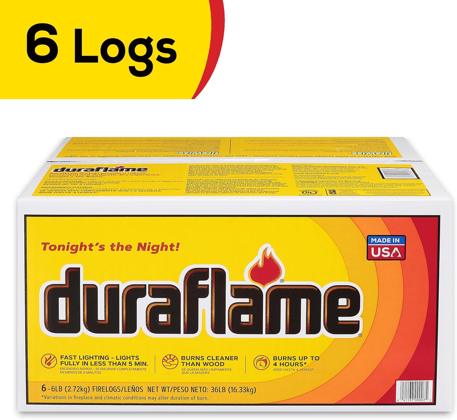 Duraflame Firelogs Bundle – Firelogs with Quickstart & Long Stick Matches – Easy-to-Light, Long-Lasting, Clean-Burning Indoor/Outdoor Logs (6lb 4 Hour)