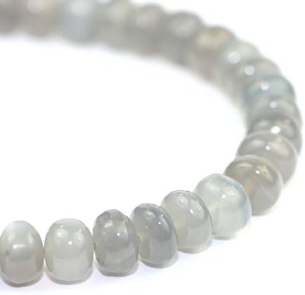 Grey Moonstone Smooth Rondelles 4 Natural Grey Semi Precious Gemstone 7.50 mm