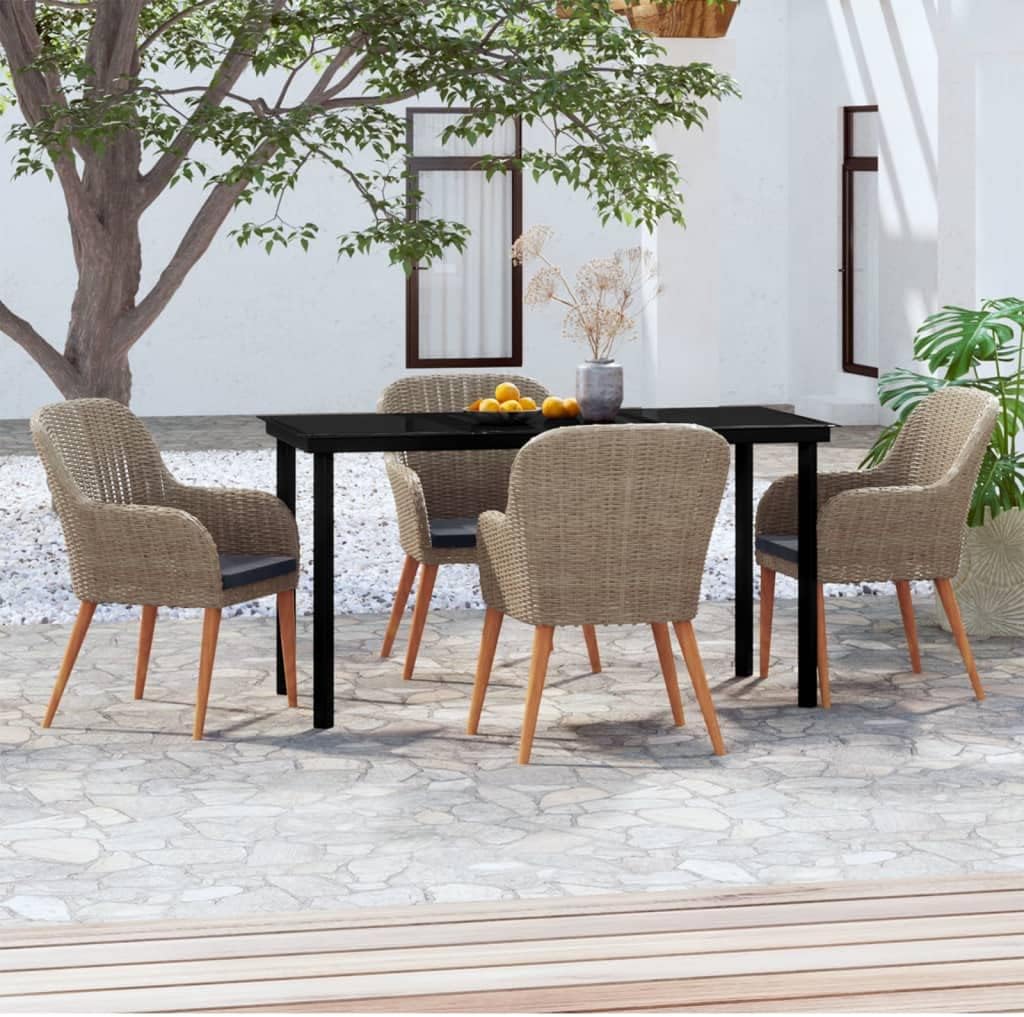 5 Piece Patio Dining Set with Cushions Brown,Elegant Garden Dining Set: for Outdoor Relaxation and Dining Patio Furniture Sets, Outdoor Furniture Sets