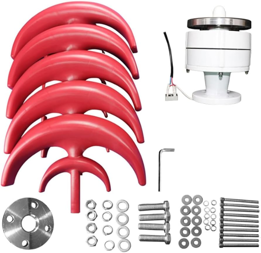 Red,220V,HYZHANHONG 3000W 5-Blade Efficient Vertical Axis Wind Turbine Generator Kit, 12V-220V Windmill Generator, Wind Energy Converter for Home Or Camping Red