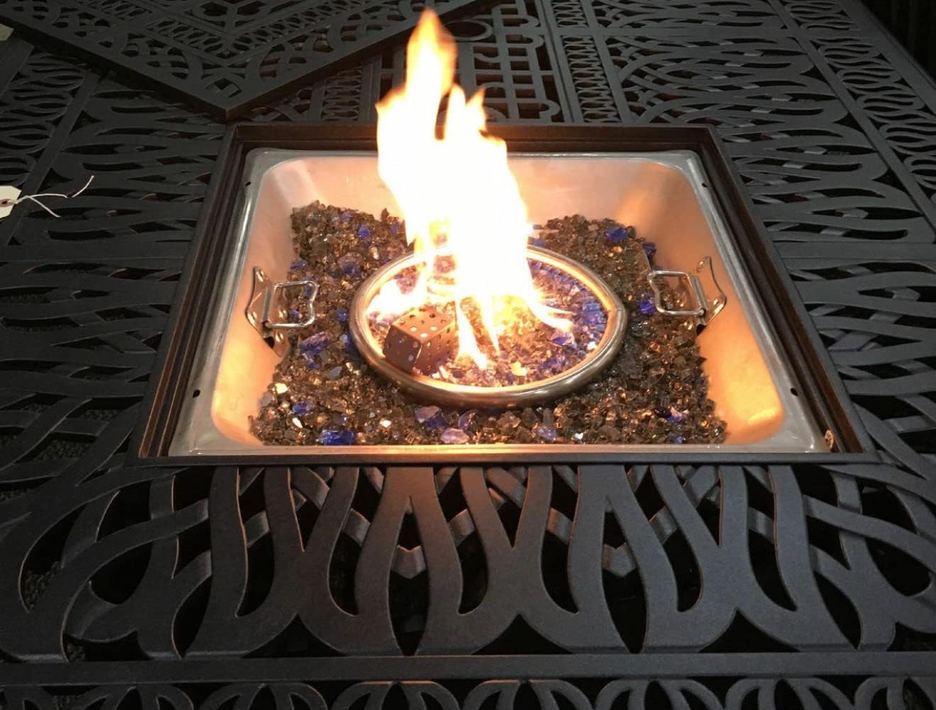 Elizabeth Outdoor Cast Aluminum Powder Coated Double Burner Dining Table - Antique Bronze