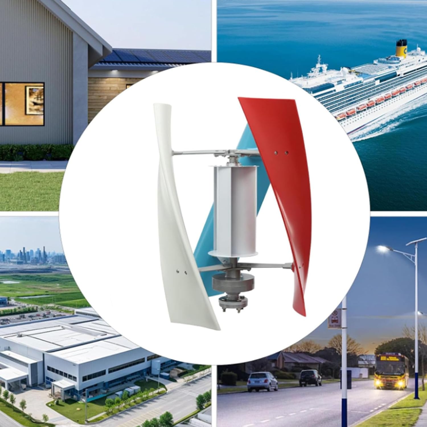 48V, 800W Wind-Solar Hybrid Vertical axis Wind Turbine, 12V-220V Magnetic levitation Vertical Generator, Suitable for Home, Ship, Garden and Outdoor