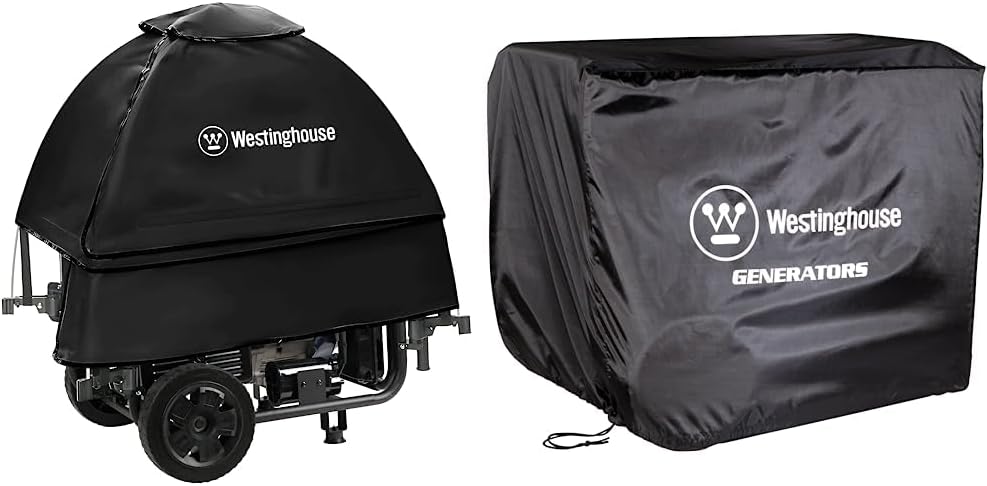 Westinghouse WGenTent Generator Running Cover for Open Frame Generators,Black + Westinghouse Outdoor Power Equipment WGen Generator Cover - Universal Fit For Portable Generators Up to 9500 Rated Watts