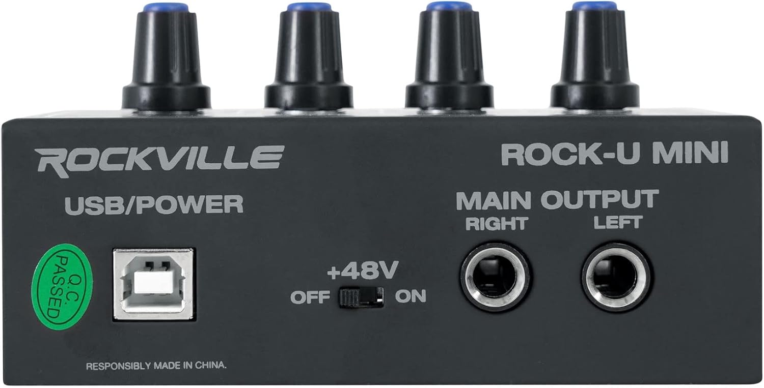Rockville Podcasting Bundle: ROCK-U MINI 2x2 USB Computer Recording Interface 24-Bit 192kHz, RCM PRO Condenser Mic with Large Diaphragm, PRO-M50 Studio Headphones w/Detachable Cable, 3-items