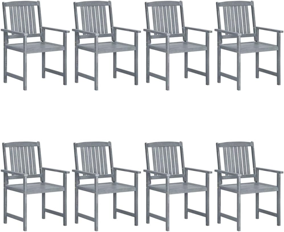 Patio Chair Patio Chairs 8 pcs Solid Acacia Wood Gray