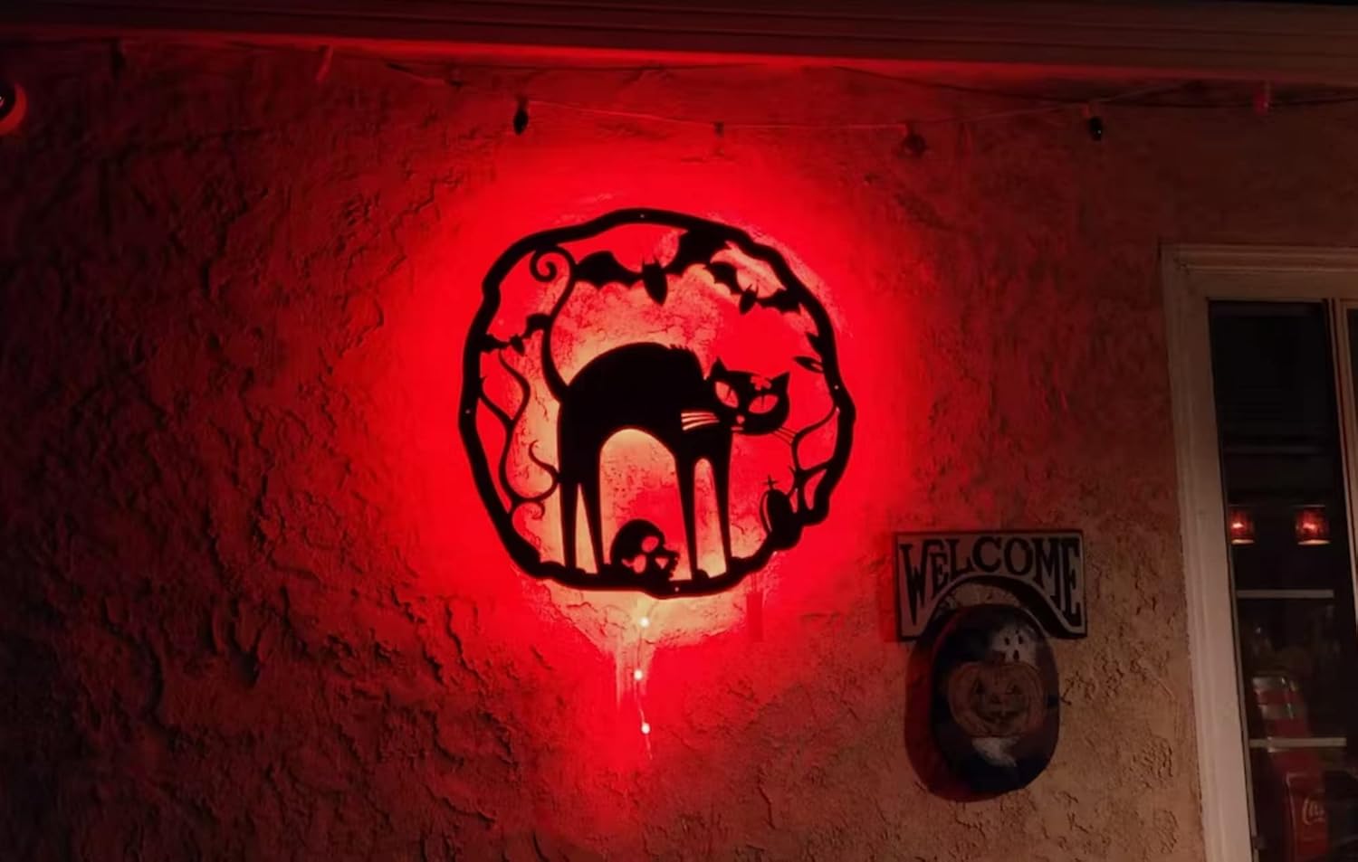 RealSteel Halloween Decoration, Indoor or Outdoor Wreath Front Door Sign, Wall Decor, Door Sign