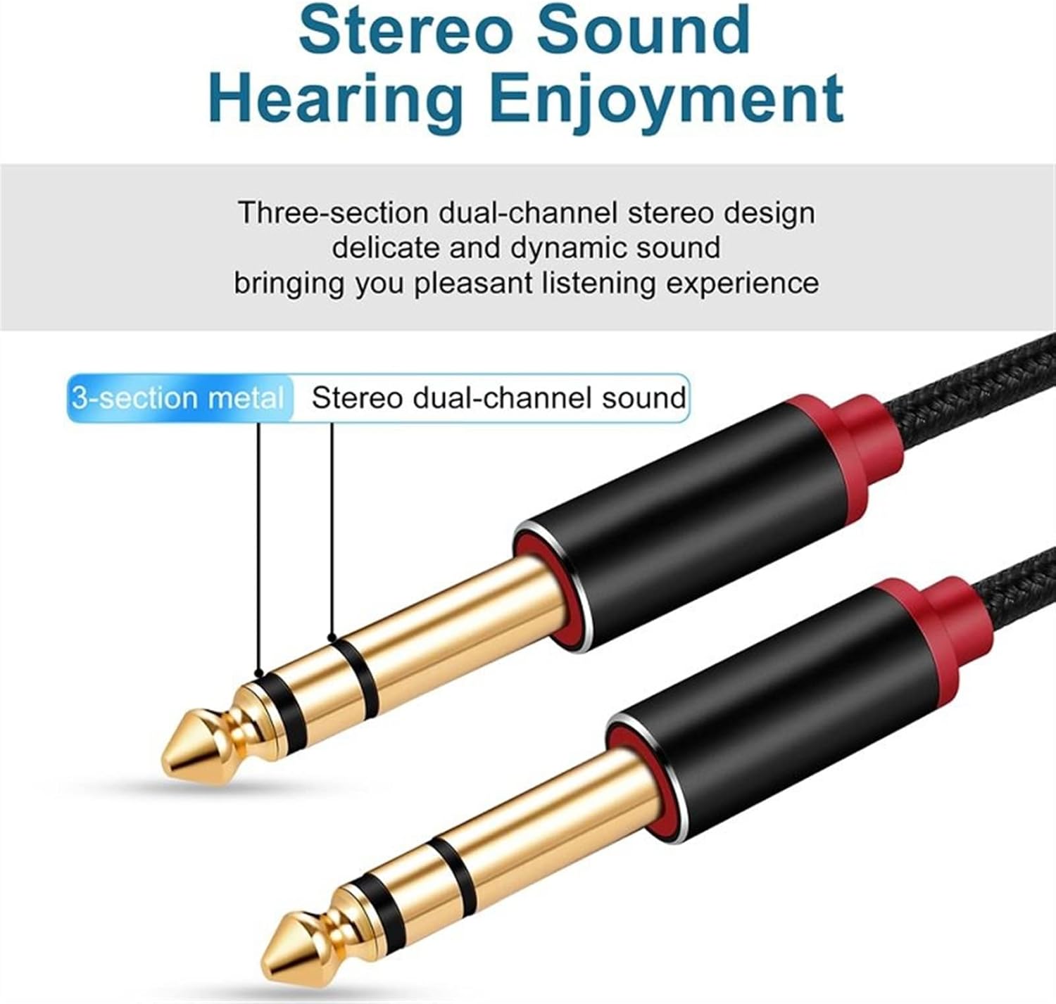 Guitar Cable 6.35mm (1/4) Stereo Cable for Electric Guitar Mandolin Bass Amplifier Guitar Interface Audio Cable (Color : 5m)