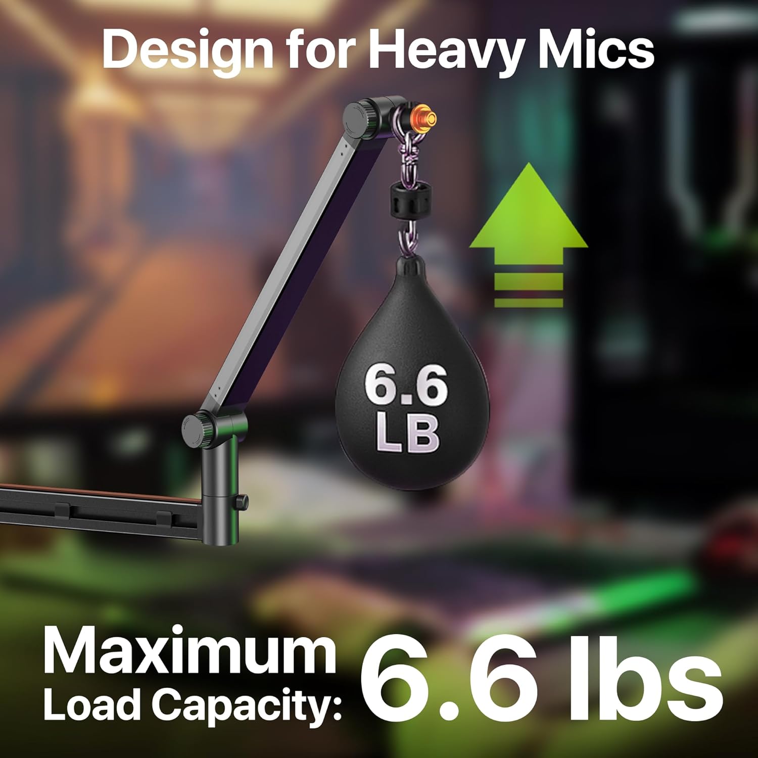 Low Profile Boom Arm with Pro Series Guitar Cable 10 ft Right Angle