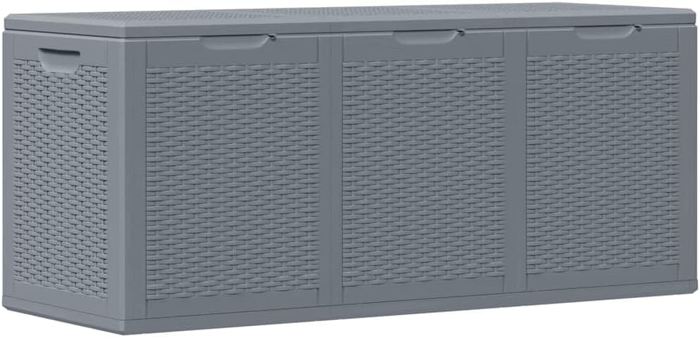 Patio Storage Box, Deck Box Cabinet Storage Containers Outdoor Furniture for Pool Garden Backyard Patio Gray PP Rattan 71.3 gal