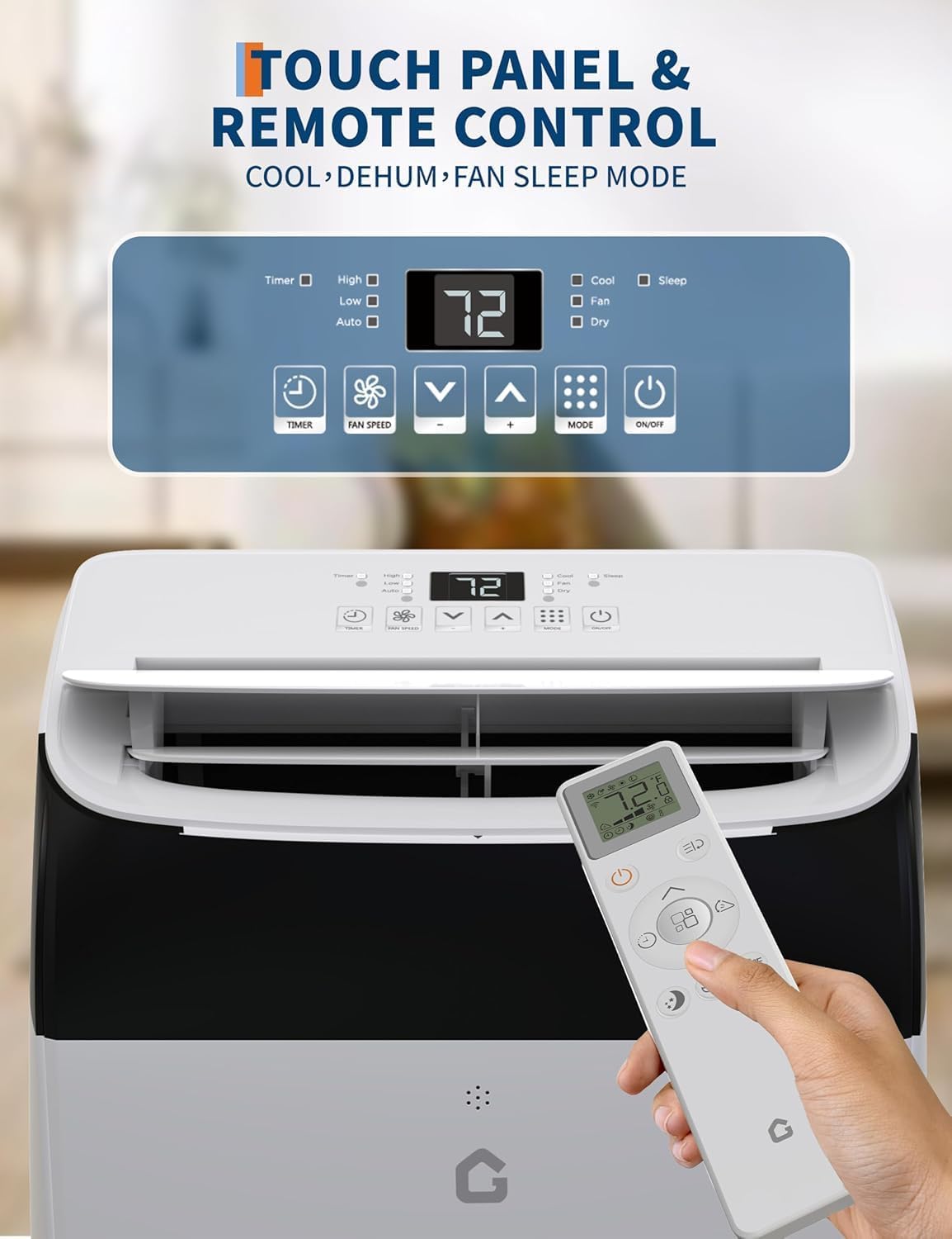 12,000 BTU Portable Air Conditioner, Cools Up to 550 Sq. Ft, 3-In-1 Room Air Conditioner With Drainage-Free, 48db Quiet Operation, Remote Control, 24Hrs Timer, Easy Install Kit for Home