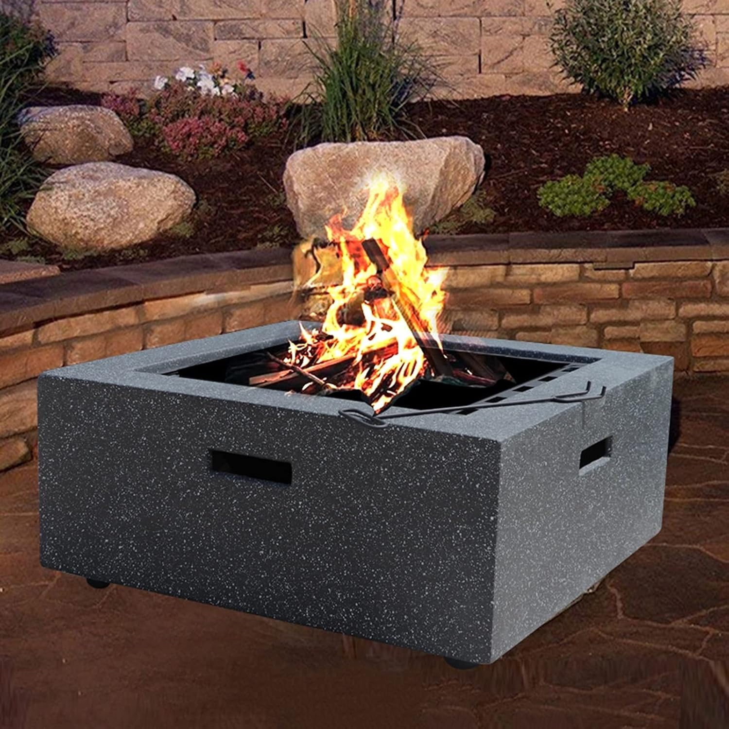 Garden Fire Pit Grill Bowl Grill Barbecue Rack Outdoor Fire Pit Garden Terrace BBQ Leisure Table, Outdoor Cooking Fire Pit, Wood Burning Fire Bowl, Multifunctional Heating Fireplace