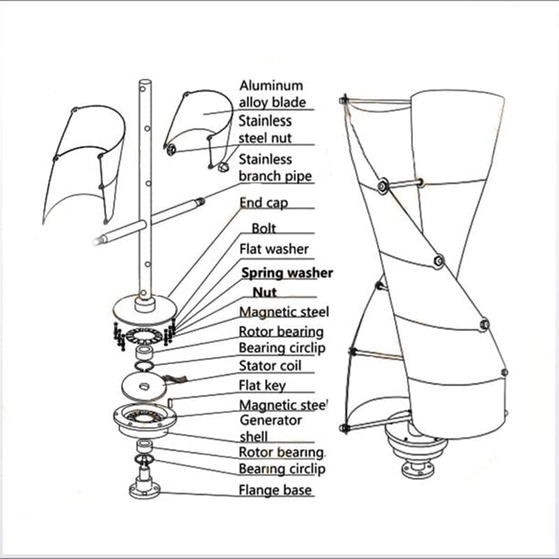 Vertical Spiral Wind Power Turbine Generator, 9000W Vertical Axis Breeze Start Wind-Solar Complementary +Magnetic Levitation Axis Wind Turbine Generator Power